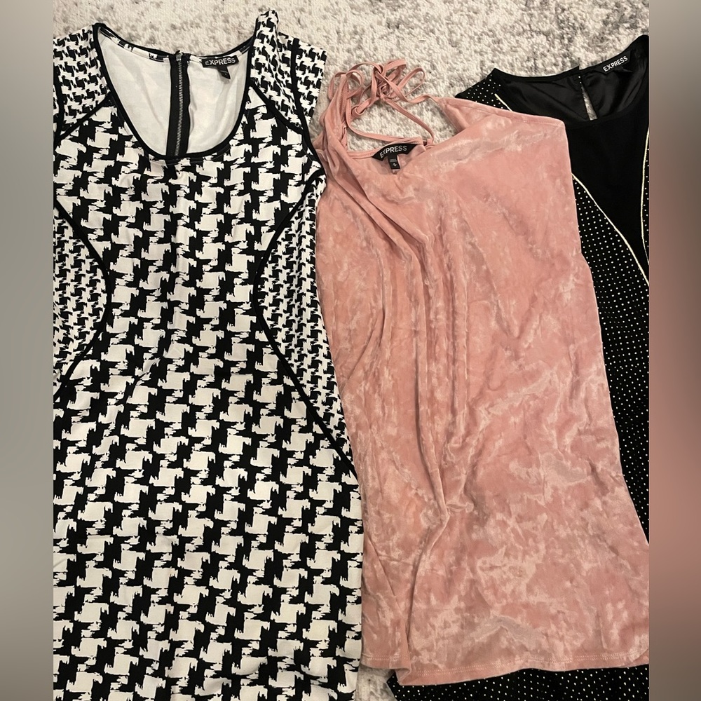 Express pink white and black dresses